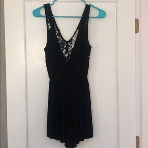 Abercrombie black romper with lace back